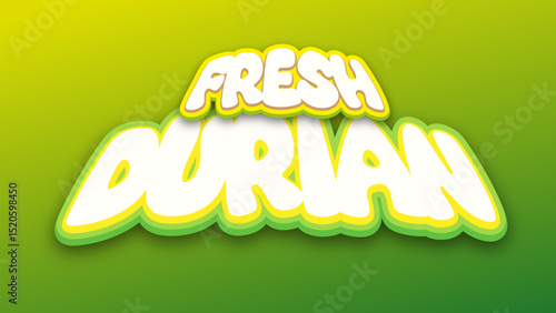 Editable fresh durian cartoon style text effect