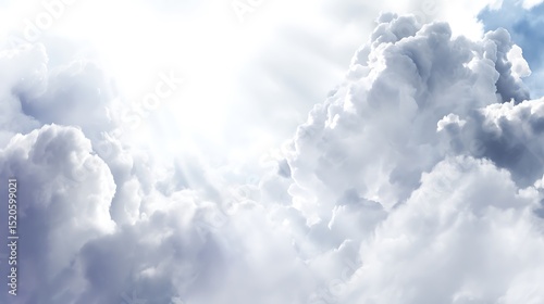 Heavenly skies light shines through clouds
