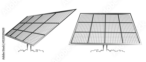 Solar panel array for clean energy, sustainability, eco-friendly technology, and renewable power generation on a white background. vector design.