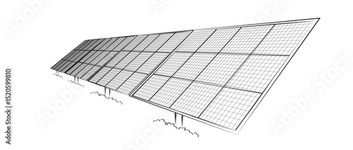 Solar panel array for clean energy, sustainability, eco-friendly technology, and renewable power generation on a white background. vector design.