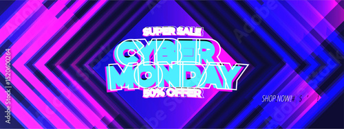 Cyber Monday neon color offer social media post template