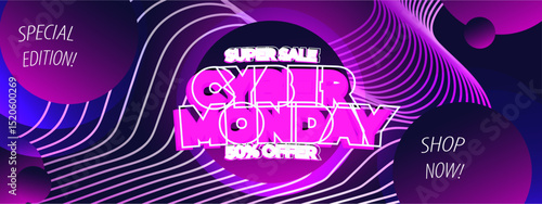 Cyber Monday neon color offer social media post template