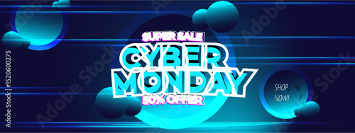 Cyber Monday neon color offer social media post template