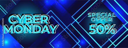 Cyber Monday neon color offer social media post template