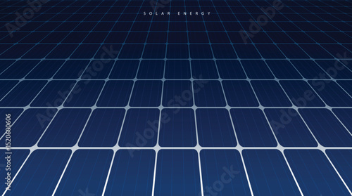 Futuristic solar panel technology background with digital grid lines and glowing blue energy for clean, renewable power concepts and innovation in green energy systems. vector design.