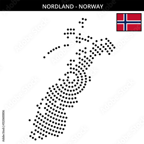 Big circular dotted map of nordland in Norway