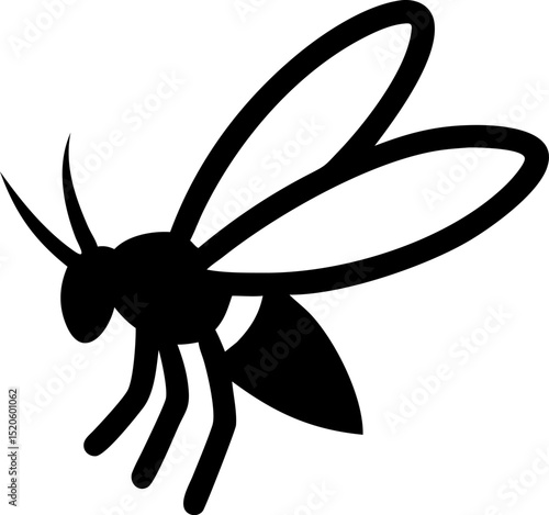 Flying Hornet Wasp Silhouette Logo Design with Bold Stinger and Wings Ideal for Pest Control or Insect Related Branding