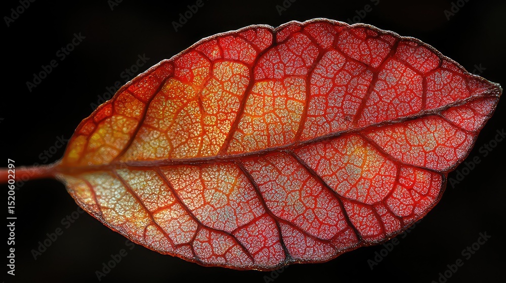 Fototapeta premium Intricate veins of a vibrant autumn leaf.