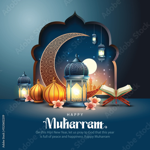 happy muharram festival Design Background. abstract Vector Illustration for greeting card, poster and banner design.