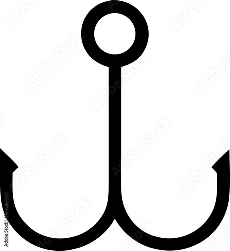 Simple Fish Hook Icon Illustration for Fishing and Angling Designs Perfect for Outdoor and Recreational Activity Themes with Minimalist Style