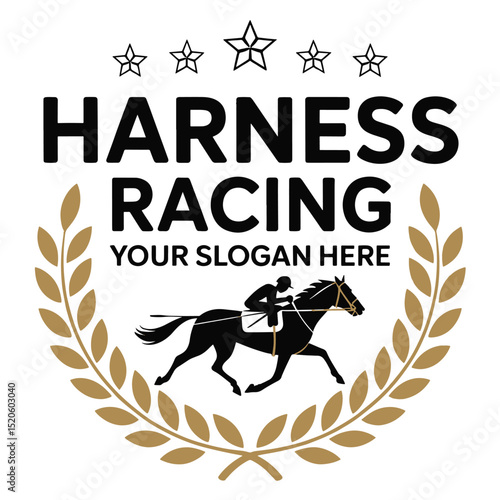 Harness racing logo design with horse and driver