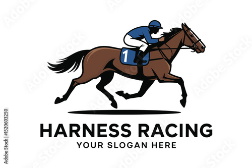 Harness racing logo jockey and horse