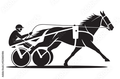 Harness racing horse and driver silhouette