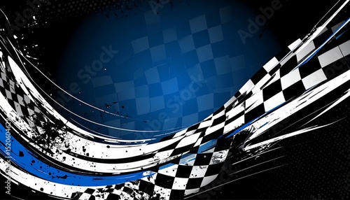 Grungy racing flag background with blue accent - perfect for editorial use