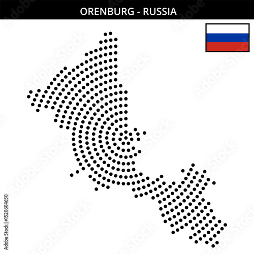 Big circular dotted map of Orenburg in Russia