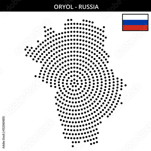 Big circular dotted map of oryol in Russia