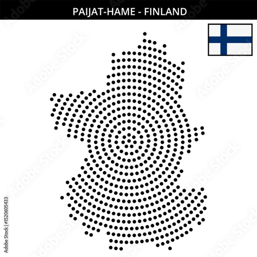 Big circular dotted map of paijat-hame in Finland
