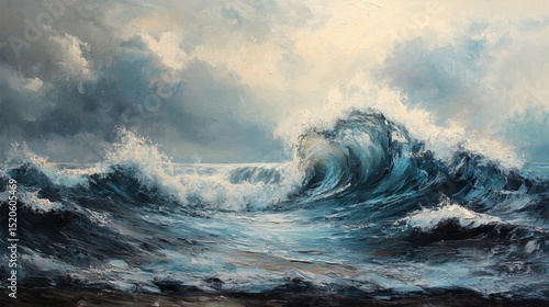 Turbulent Ocean Waves Crashing on Shore