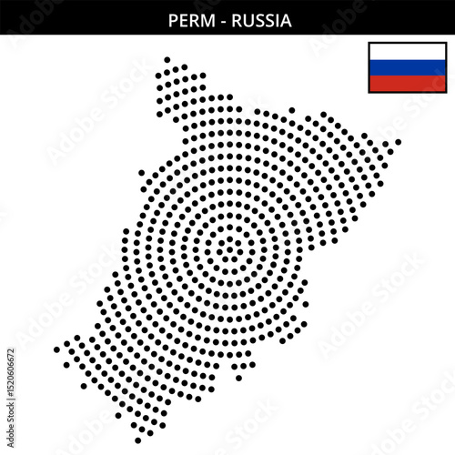 Big circular dotted map of perm in Russia