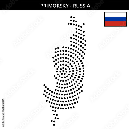 Big circular dotted map of Primorsky in Russia