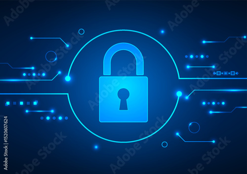 Cyber security digital background. Network technology  cloud concept. Design for lock protect guard data and security system.