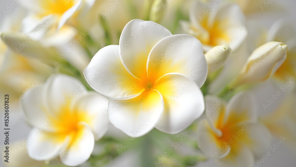 Fototapeta premium Beautiful Plumeria Blossom Close Up Tropical Flower