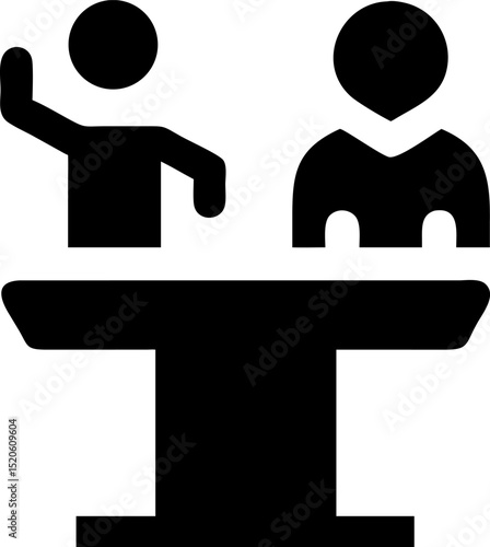 Colorful Vector Icon Depicting a Man Speaking at a Debate Podium Ideal for Politics Communication and Public Speaking Related Designs and