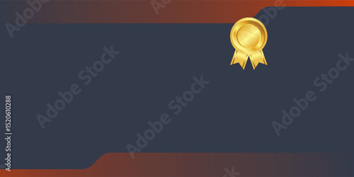 Simple rosette vector icon. Flat design. Neon orange on black background and medal emblazoned eps 10
