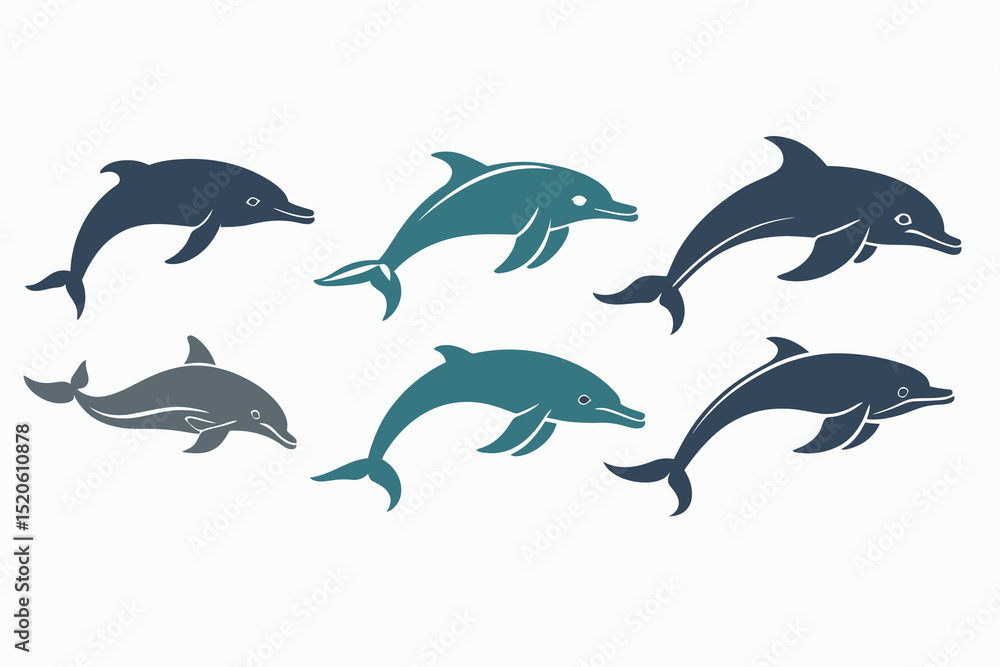 Fototapeta premium set of dolphins