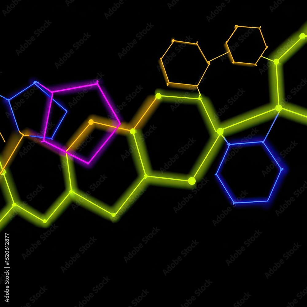 Abstract neon hexagons Abstract neon hexagons