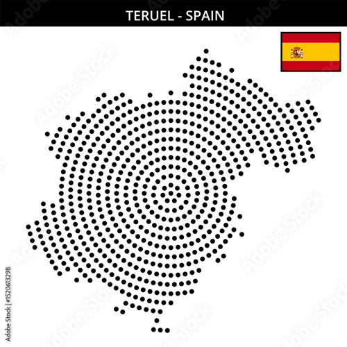 Big circular dotted map of teruel in Spain