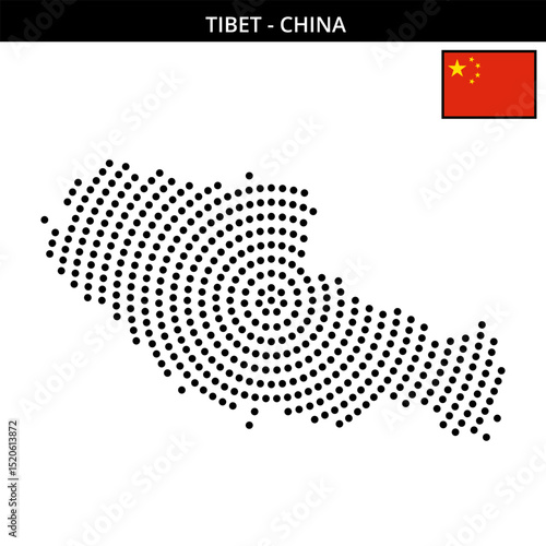 Big circular dotted map of tibet in China
