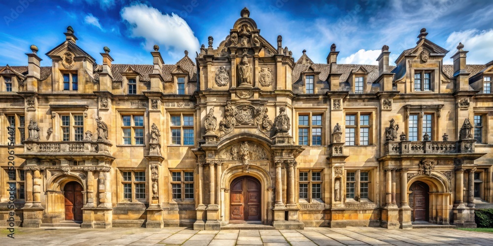 Fototapeta premium Ancient University building with ornate stone carvings
