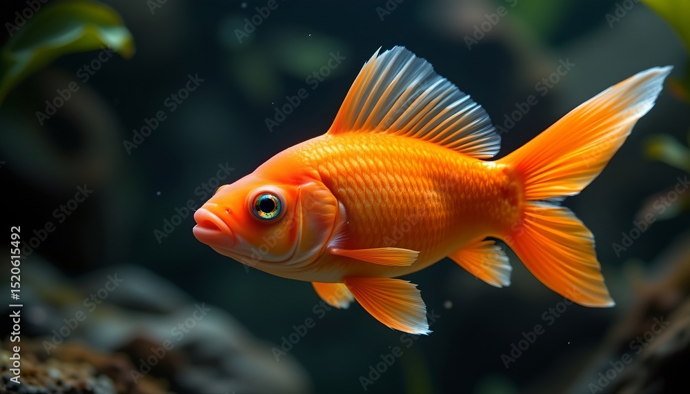 orange fish with flowing fins in water orange fish with flowing fins in water