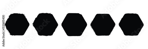 set of grunge polygon and hexagon photo frame icon. grunge photo frame on white background. Vector Illustration . EPS 10 .