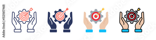 Goal Setting Multi Style Icon Set Vector 