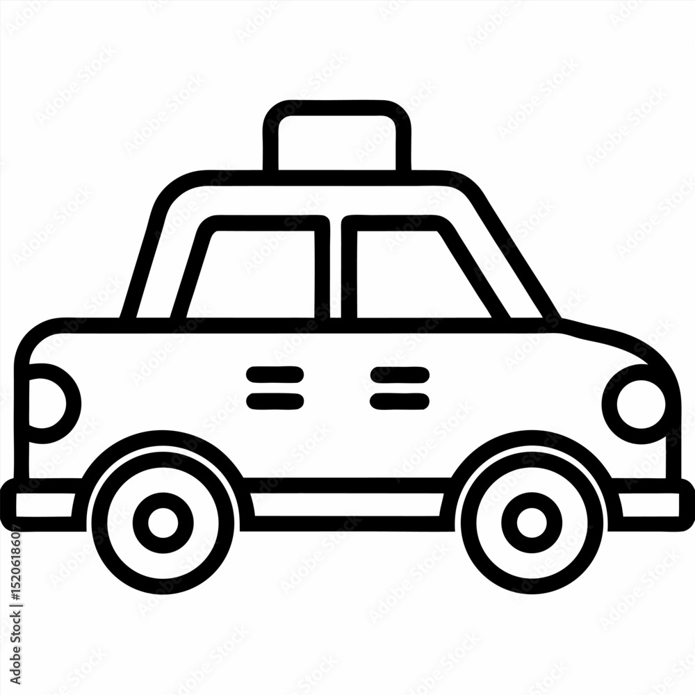 Taxi vector line art white background Taxi vector line art white background