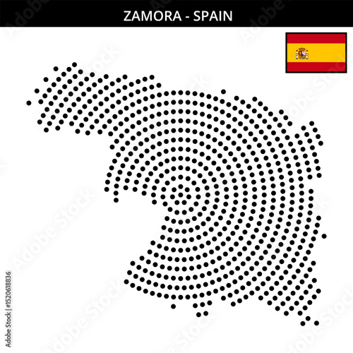 Big circular dotted map of zamora in Spain