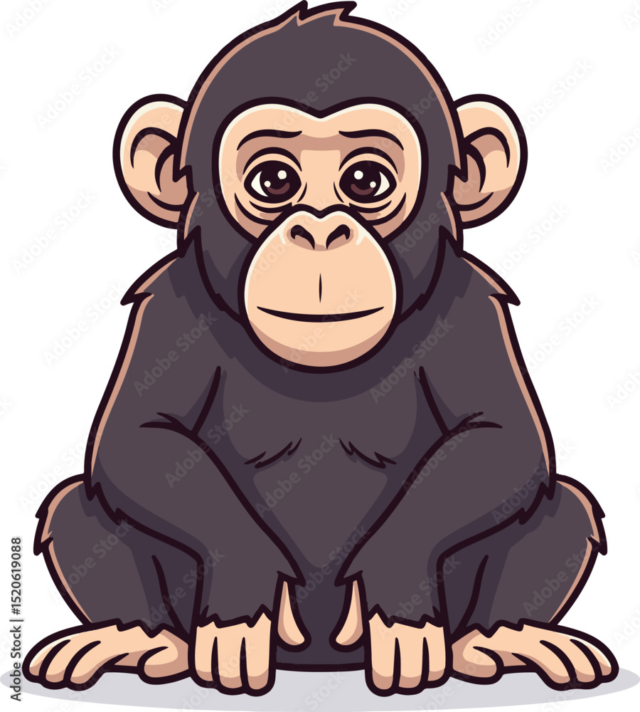 Obraz premium Cute Cartoon Chimpanzee Sitting