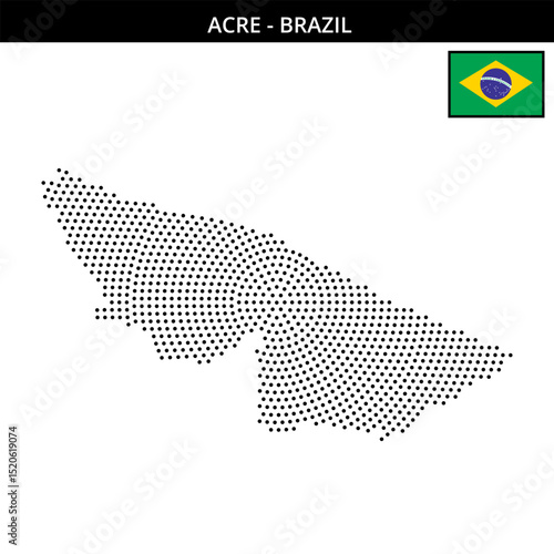 Medium circular dotted map of acre in Brazil