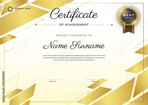 White and gold modern certificate template