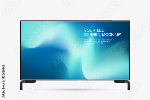 A sleek LED wide screen TV with minimalist legs and a clean, A Technology LED screen futuristic user interface for promotional visuals. vector and illustration design