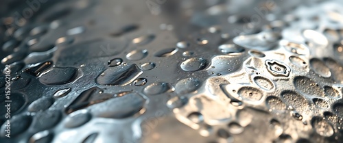 close up of water droplets on a metal surface