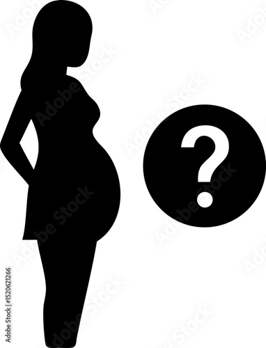 Pregnancy Questions and Concerns Illustration Featuring a Woman with a Question Mark Shadow Suitable for Banners Advertisements and Informational Materials about