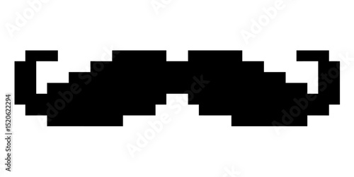 Pixel mustache icon vector for classic style, face decoration, and funny disguise. Ideal for retro avatars, meme designs, and playful facial illustrations.