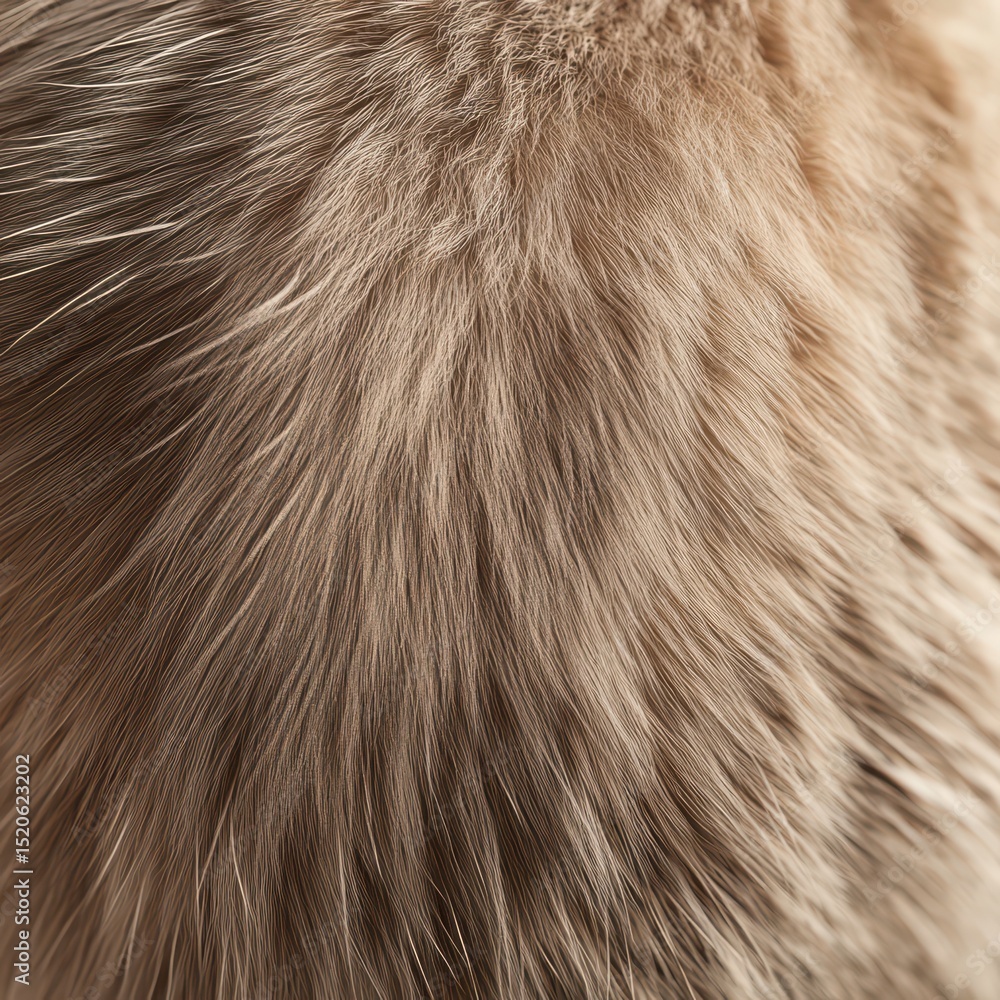 Naklejka premium Close-up of light brown, soft fur with subtle variations in tone and texture, showing individual hairs