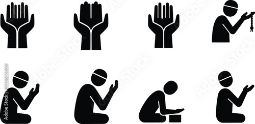Islamic Prayer Vector Illustration A Collection of Symbolic Icons