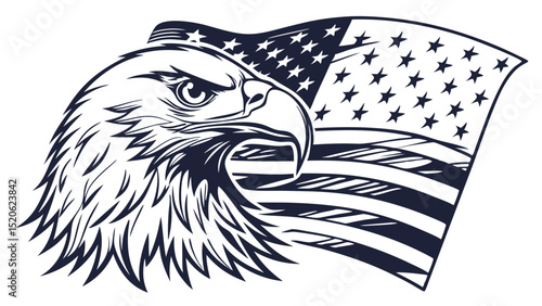 American eagle with flag vector illustration patriotic symbol usa bald eagle independence day memorial day design
