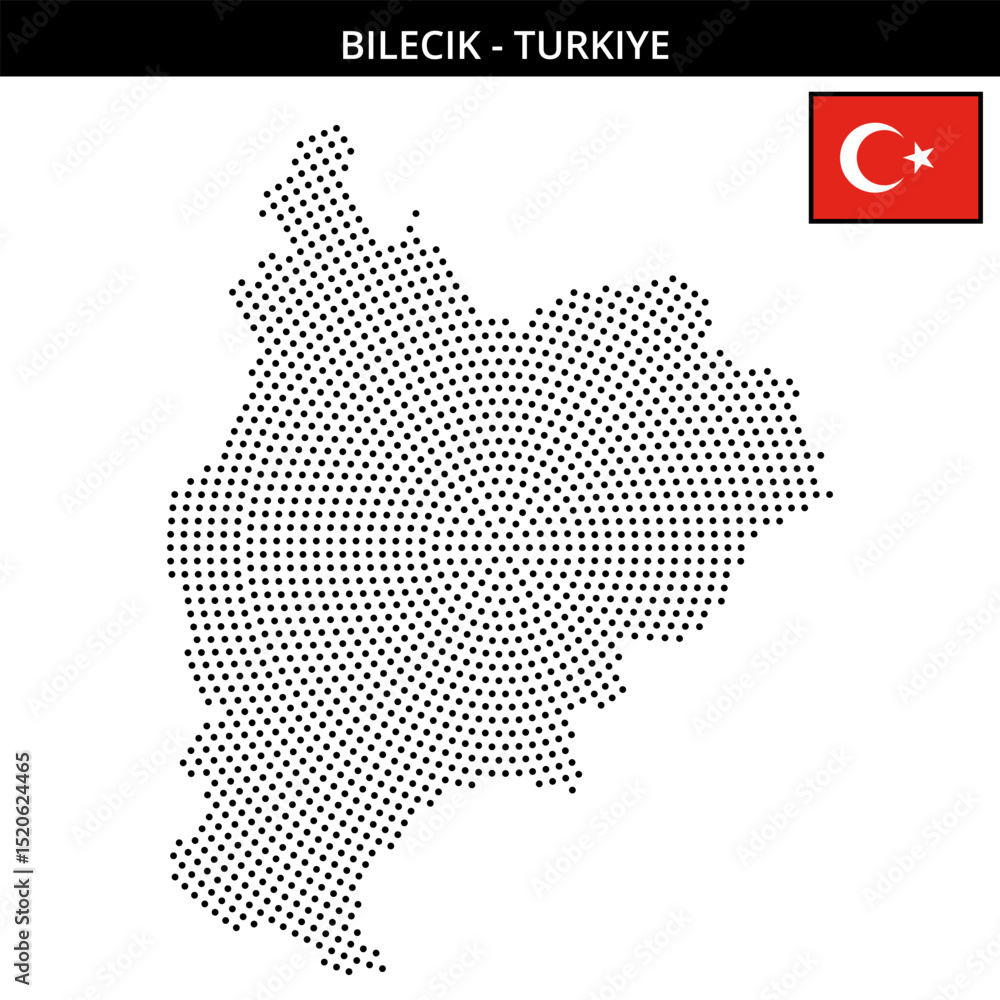 Fototapeta premium Medium circular dotted map of bilecik in Turkiye