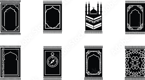 Islamic Prayer Rugs Vector Illustration Set